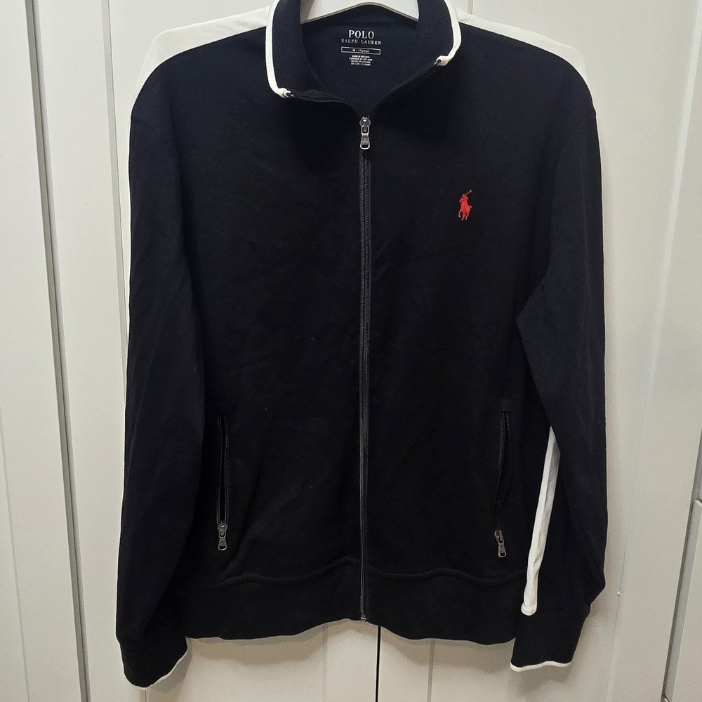 Polo Ralph Lauren Black Track Jacket White Arm Stripes